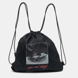 alexander wang black nylon slow and steady wallie gym sack backpack