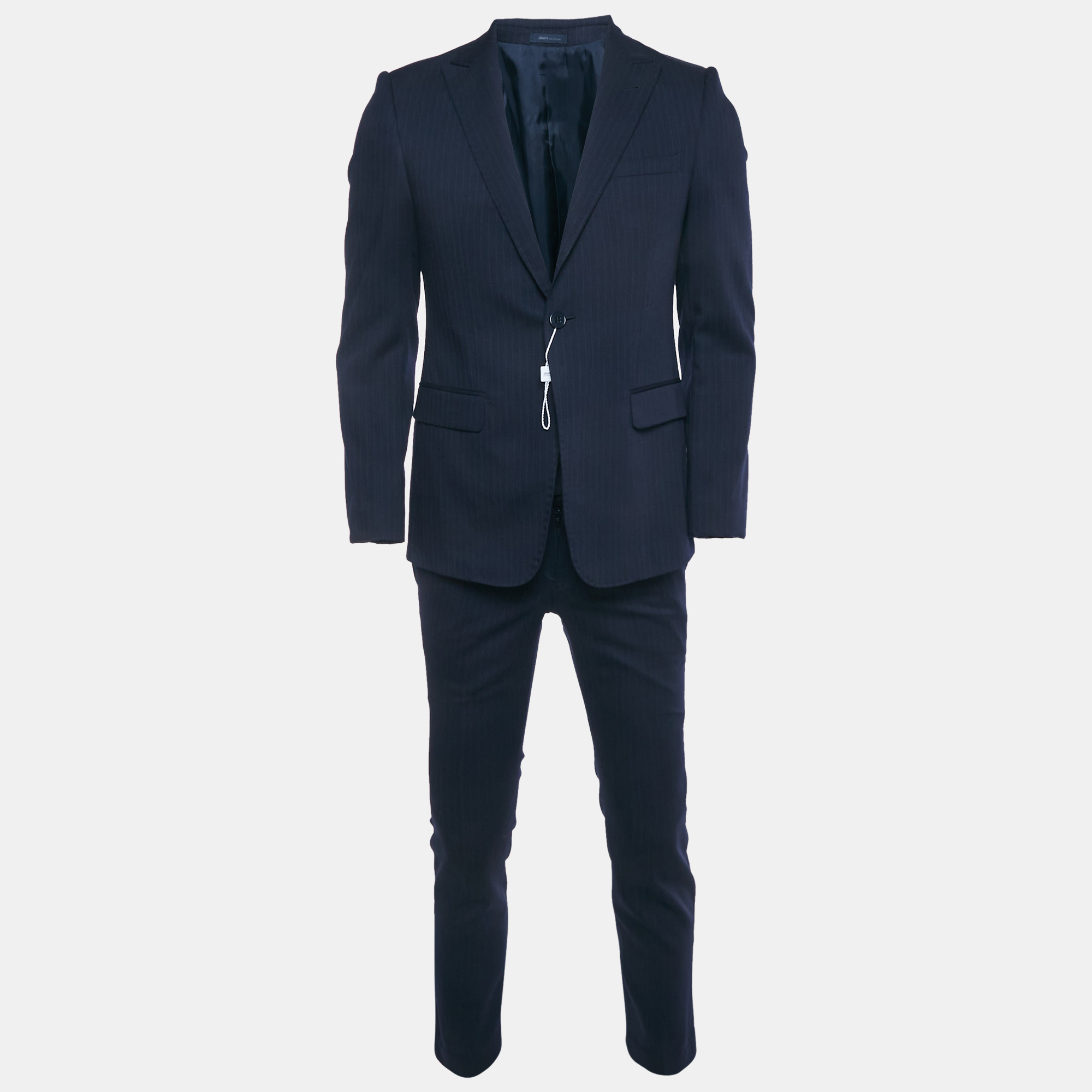 armani collezioni navy blue pinstriped wool suit s