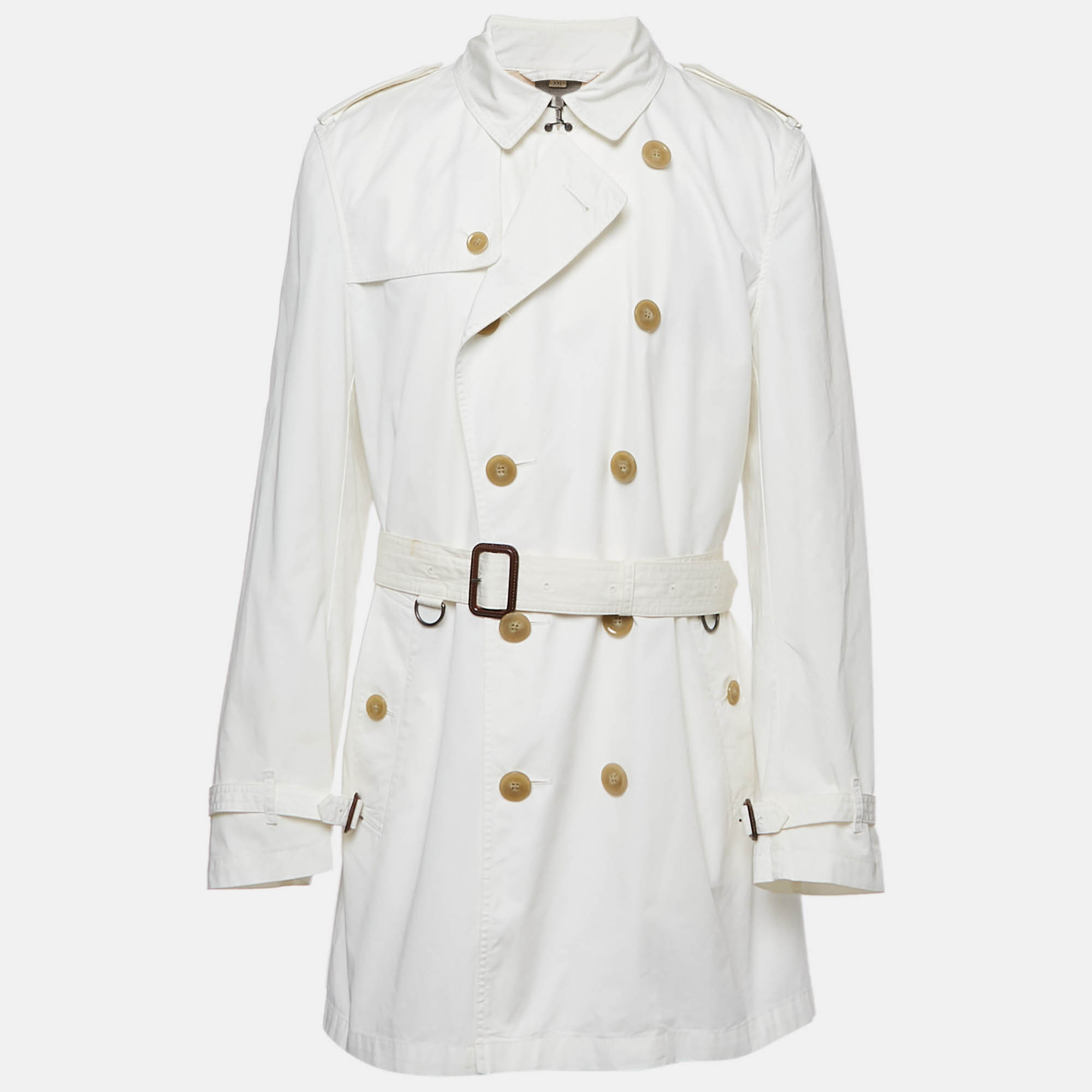 burberry brit white cotton double breasted trench coat xxl