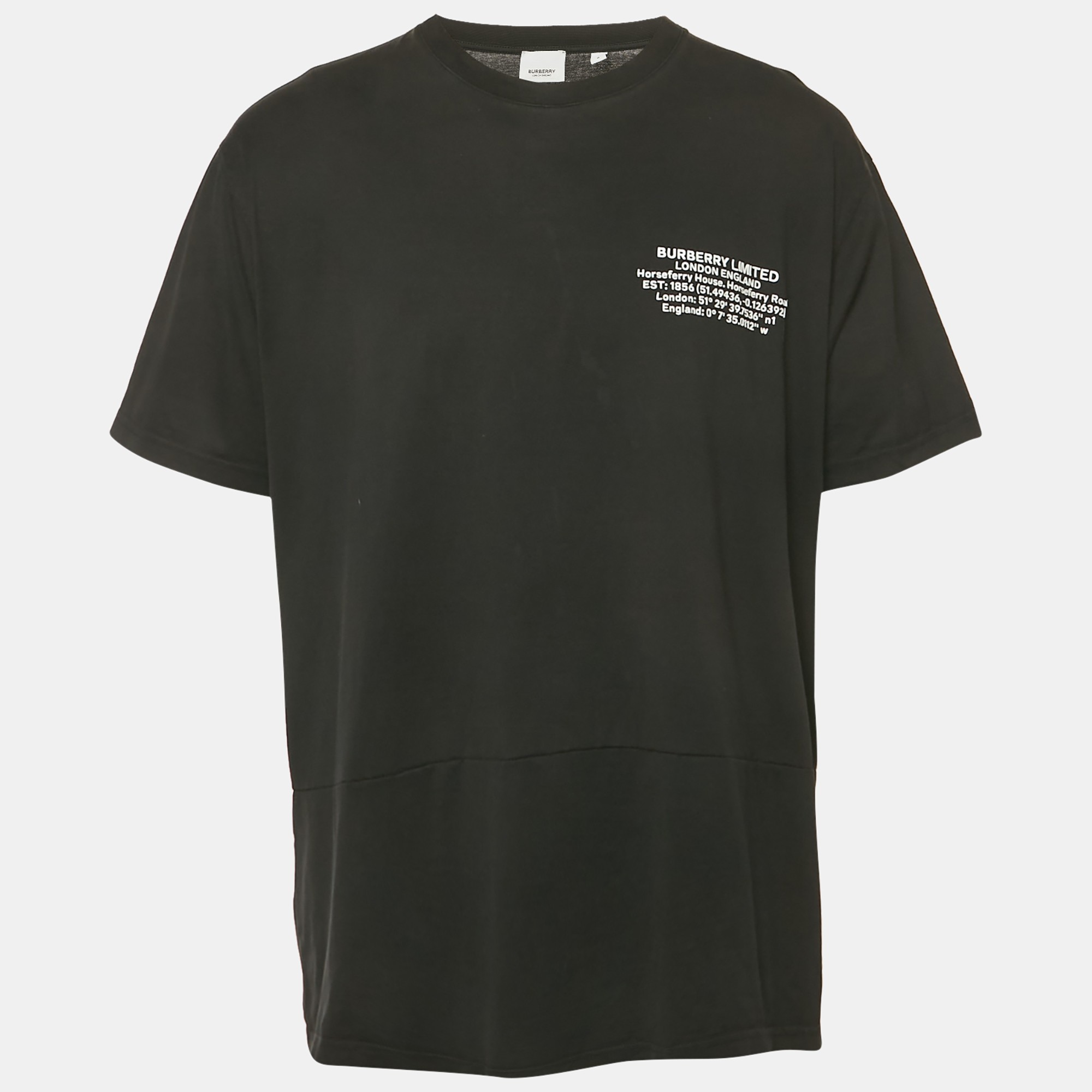 burberry london black abel coordinates logo printed cotton t-shirt l