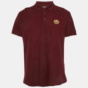 burberry dark red logo embroidery cotton pique polo t-shirt xl