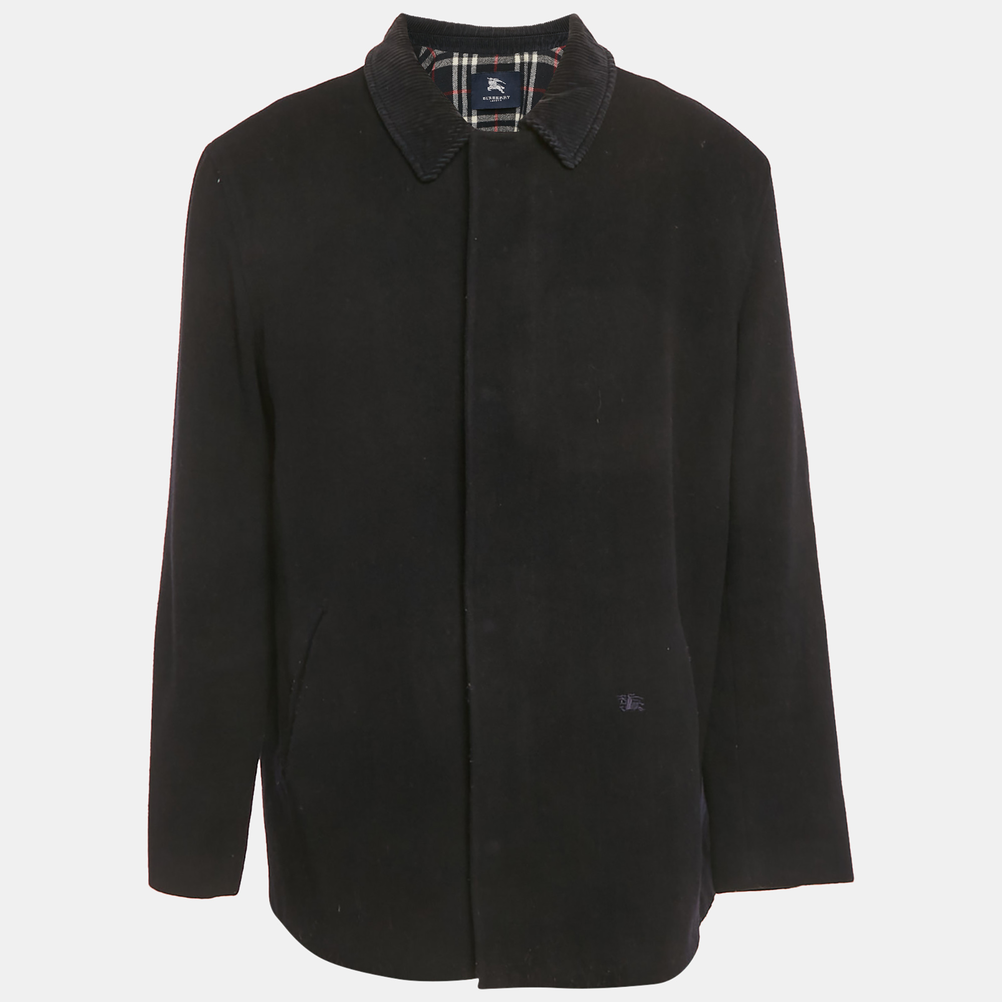 burberry london vintage black merino wool coat 3xl