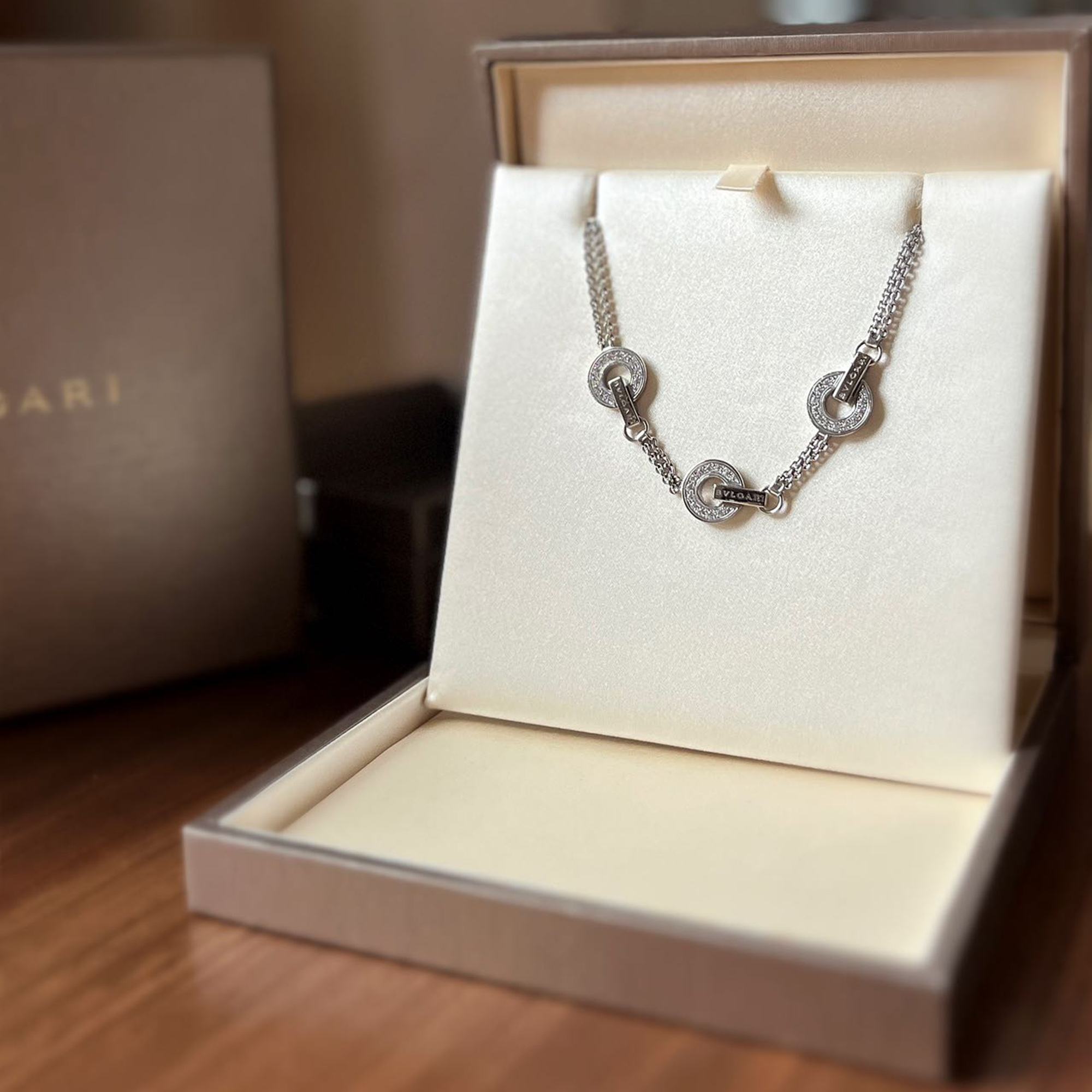bvlgari bvlgari bvlgari 18k white gold and diamond bracelet