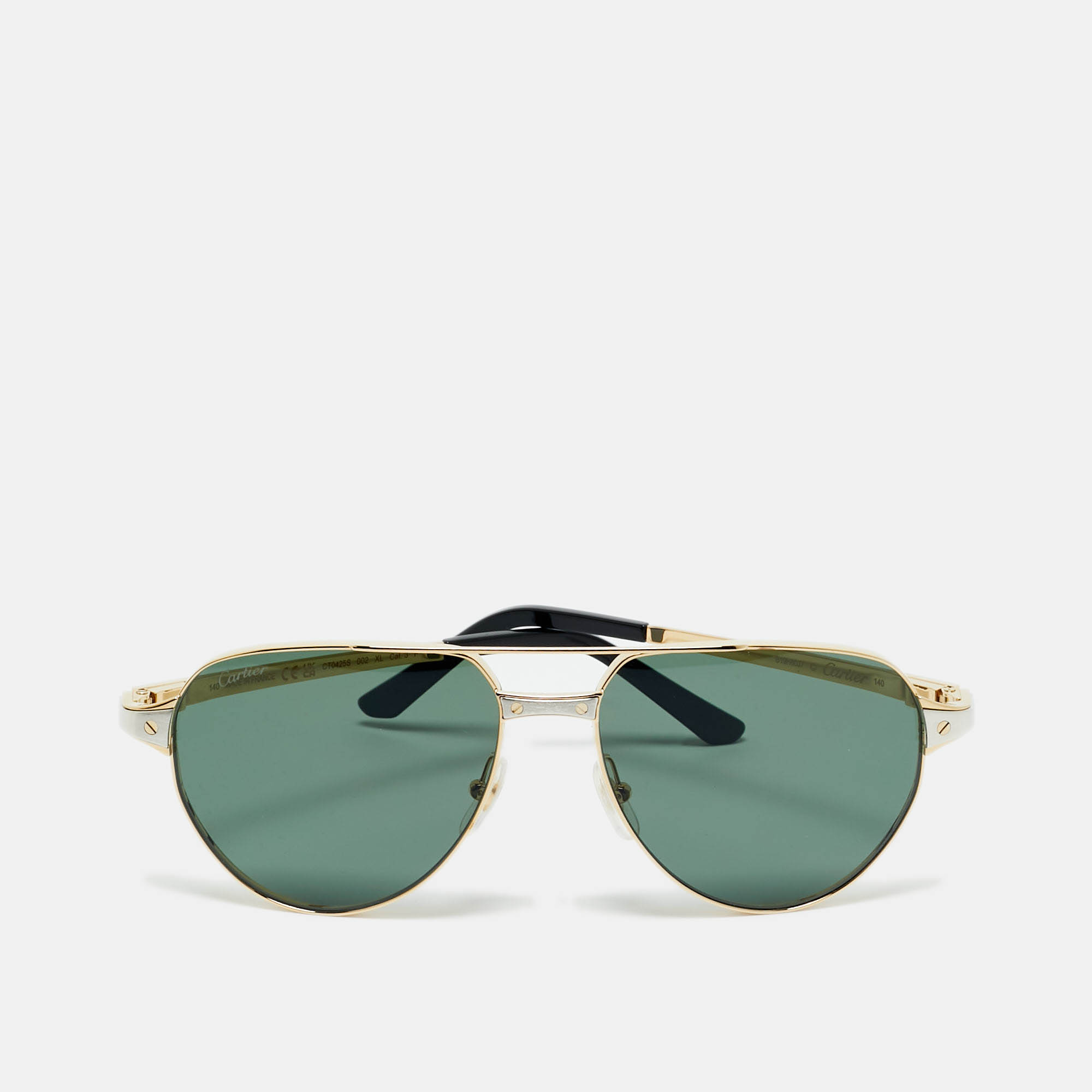 cartier black/gold tone ct0425s aviator sunglasses