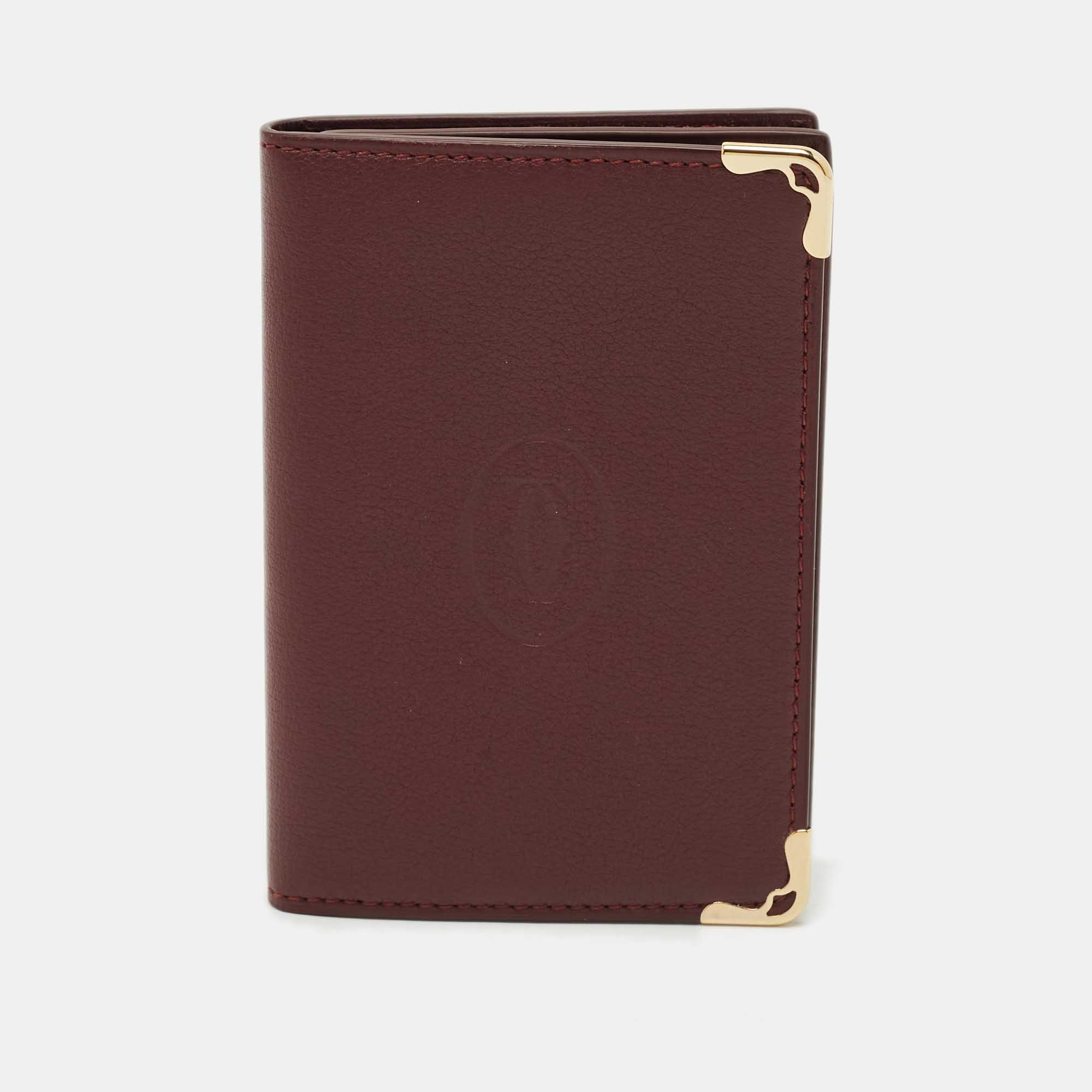 cartier burgundy leather must de cartier business card holder