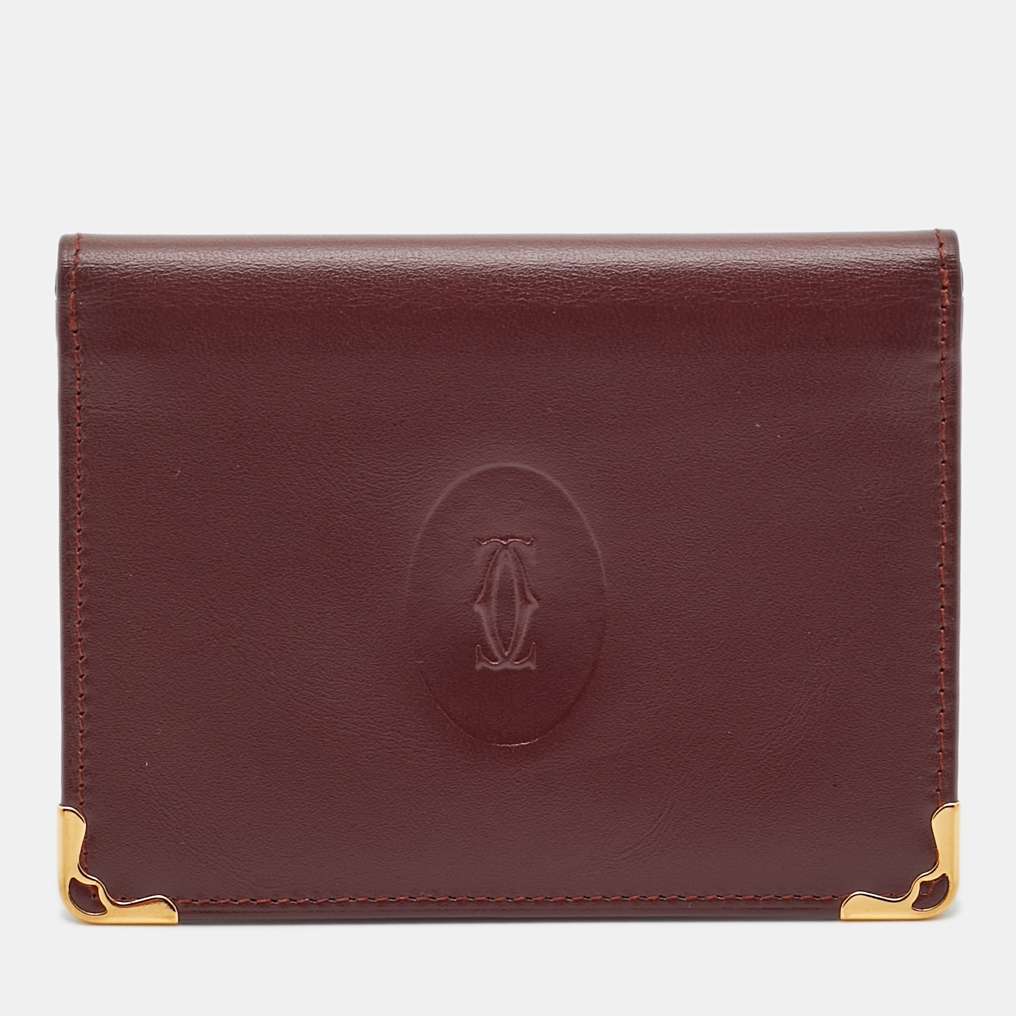 cartier burgundy leather must de cartier id card holder