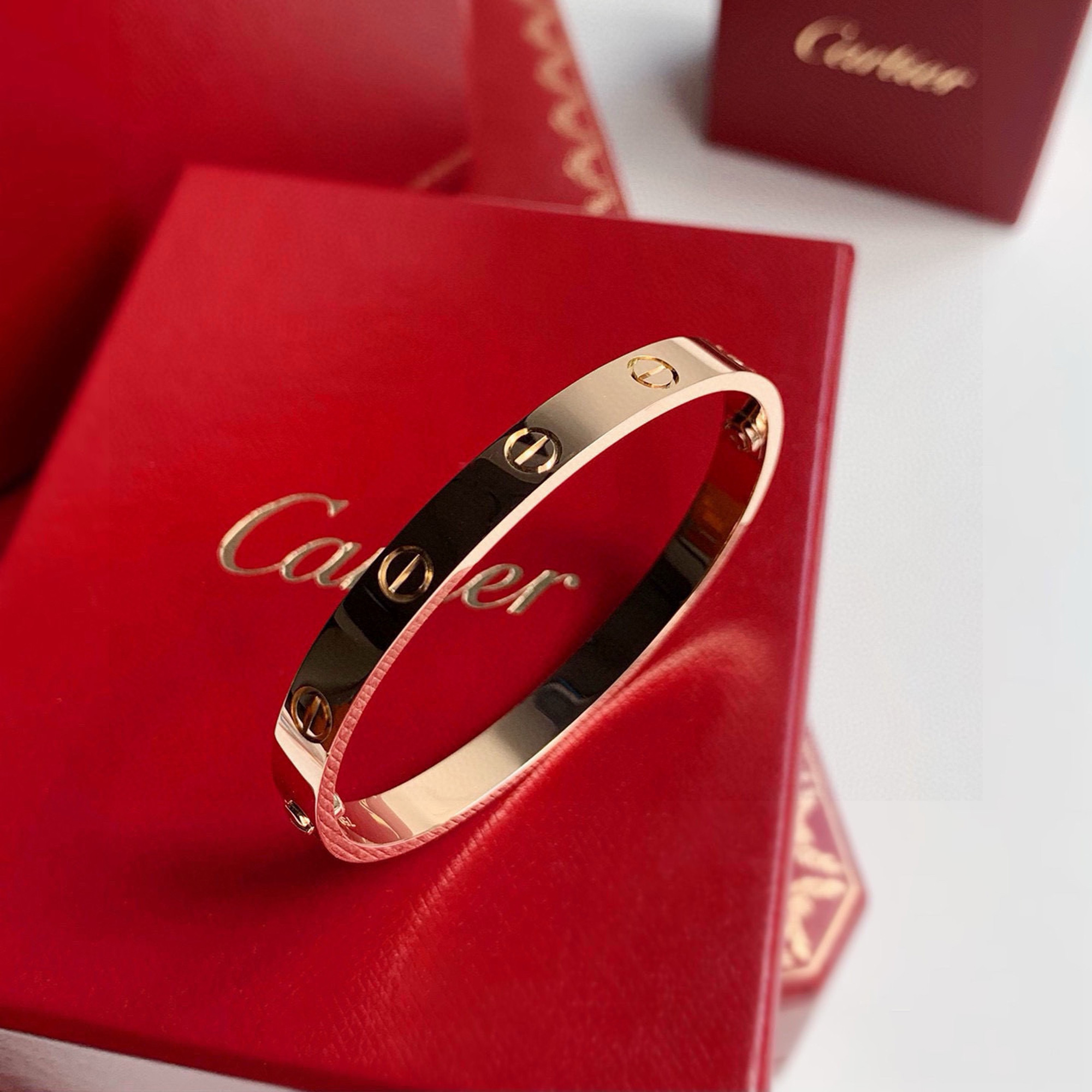cartier love 18k rose gold bangle bracelet