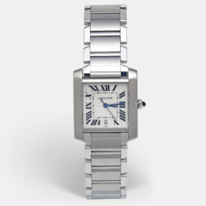 luxury-men-cartier-used-watches-p1180997-004.jpg cartier opaline white stainless steel tank francaise w51002q3 unisex wristwatch 28 mm