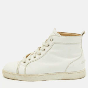 christian louboutin white leather louis high top sneakers size 43