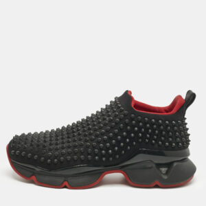 luxury-men-christian-louboutin-used-shoes-p1210686-001.jpg christian louboutin black stretch fabric spike sock slip on platform sneakers size 41.5