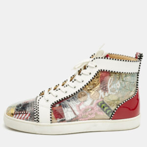luxury-men-christian-louboutin-used-shoes-p1210788-001.jpg christian louboutin multicolor leather and patent leather lou pik pik orlato high top sneakers size 42.5