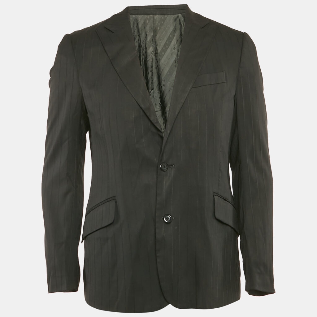 D&G Black Pinstripe Wool Blend Single Breasted Blazer M