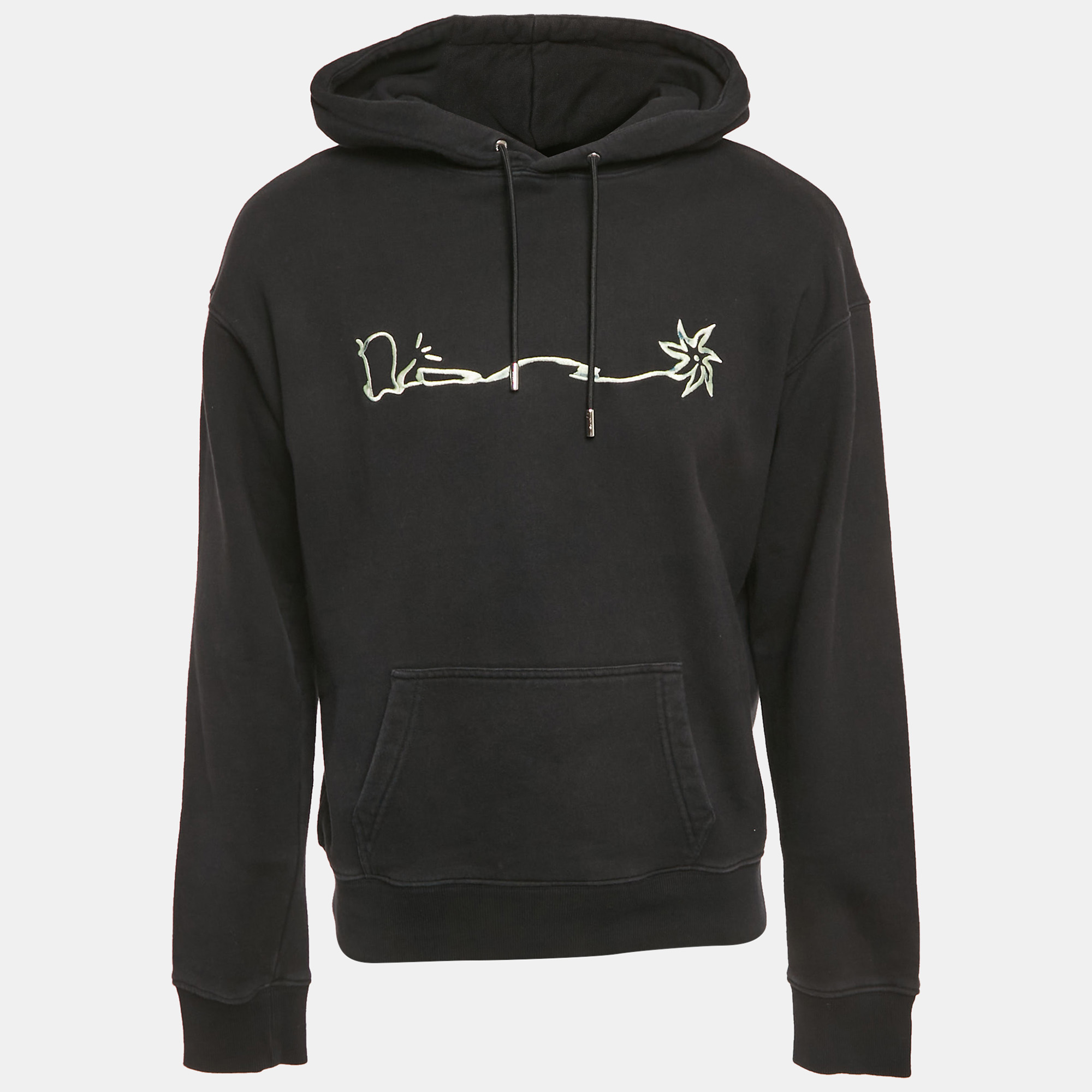 dior homme black embroidered cotton hoodie s