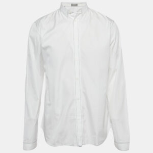 dior homme white contrast stitch cotton long sleeve shirt l