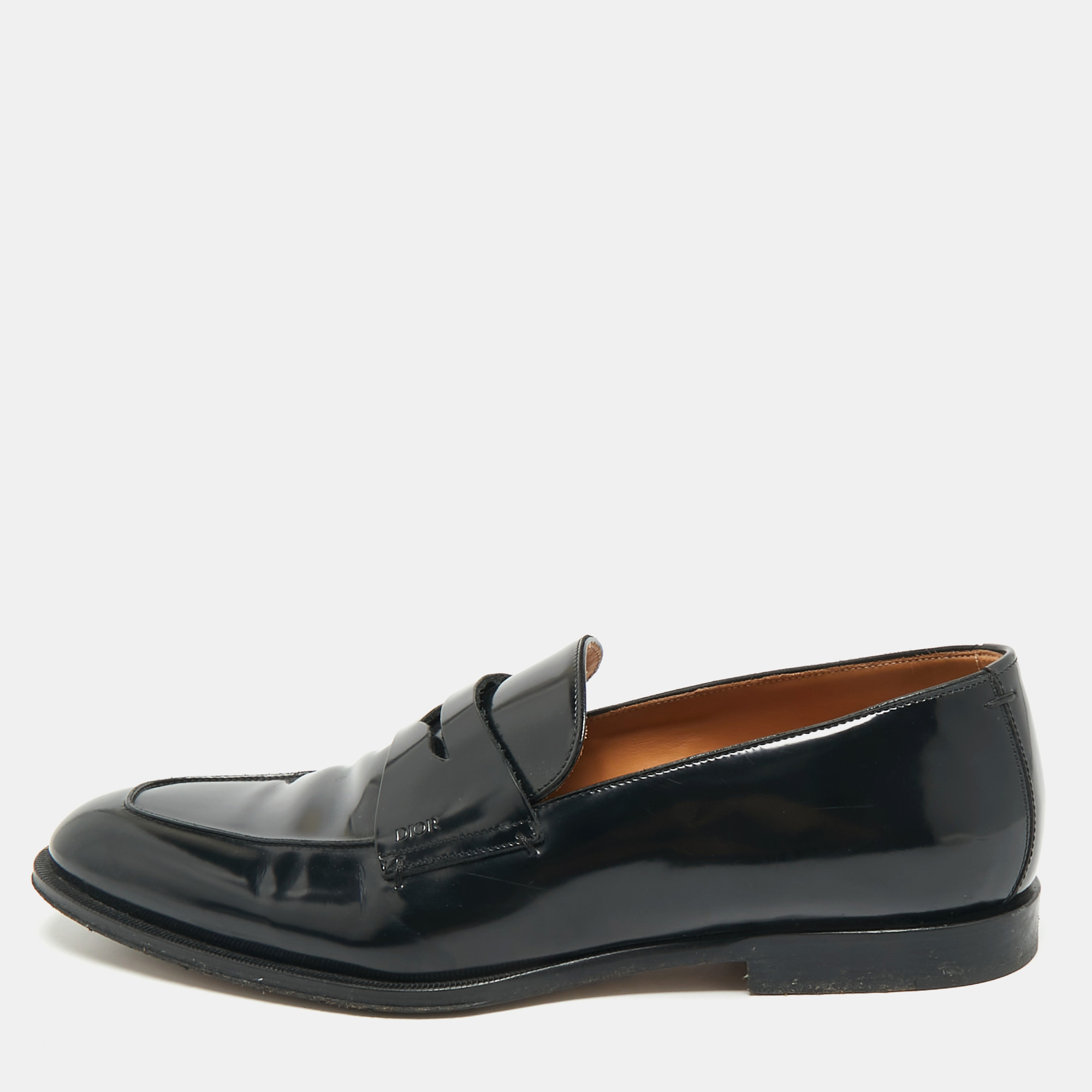 dior black patent leather penny loafers size 41.5