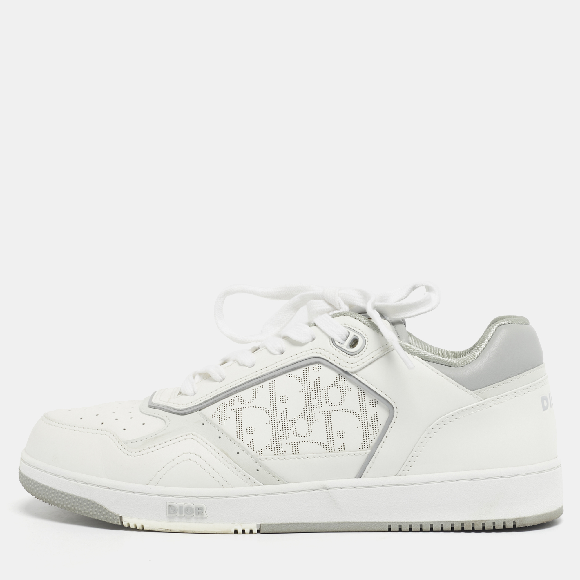 dior white/grey oblique leather b27 sneakers size 42