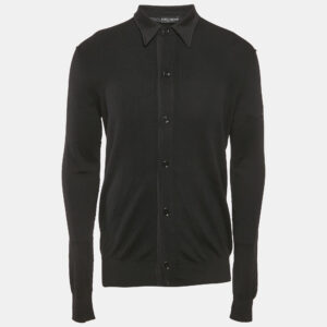dolce & gabbana black stretch knit stretch knit long sleeve shirt xl