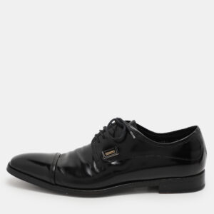 dolce & gabbana black patent leather oxfords size 41