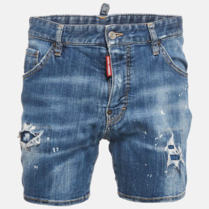 dsquared2 blue distressed denim ripped shorts l