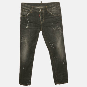 luxury-men-dsquared2-used-clothes-p1183185-006.jpg dsquared2 black paint splash faded denim low waist jeans xs waist 31"