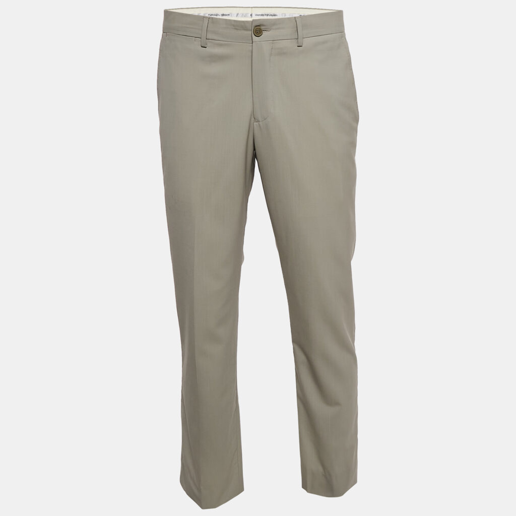 luxury-men-emporio-armani-used-clothes-p1107731-007.jpg Emporio Armani Sage Green Wool Formal Trousers L