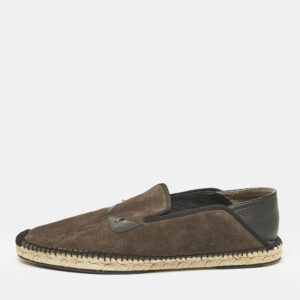 fendi navy black/green suede monster eyes slip on espadrilles size 44