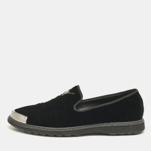 giuseppe zanotti black velvet slip on smoking slippers size 44