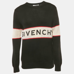 givenchy black logo intarsia rib knit sweater l