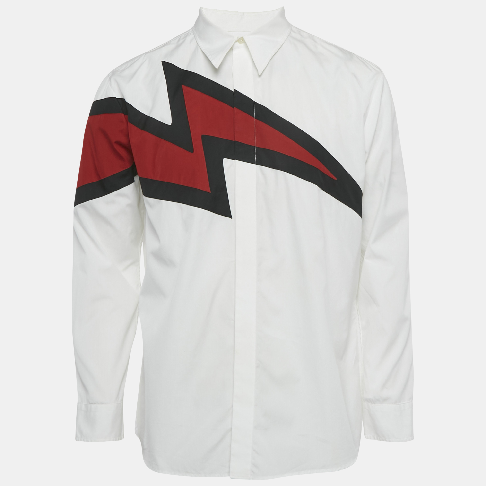 givenchy white cotton thunder panel detail button front shirt xxl