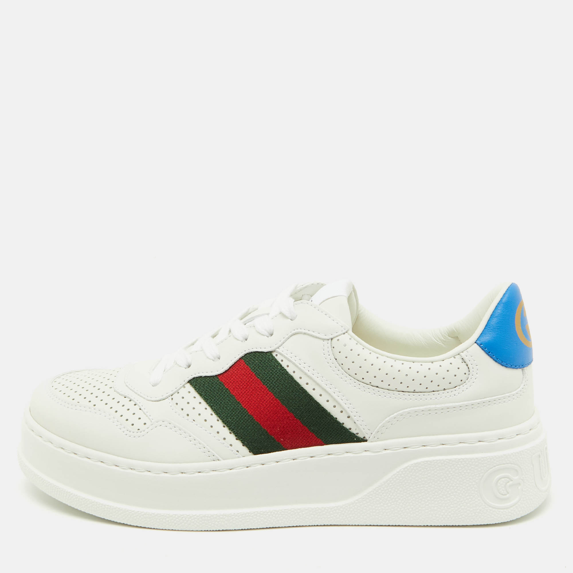 gucci white leather chunky gg web low top sneakers size 39.5
