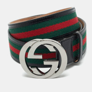 luxury-men-gucci-used-accessories-p1178355-004.jpg gucci black leather and web canvas interlocking g buckle belt 95 cm
