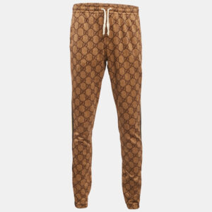 luxury-men-gucci-used-clothes-p1174619-003.jpg gucci brown gg print jersey contrast trimmed jogger pants l