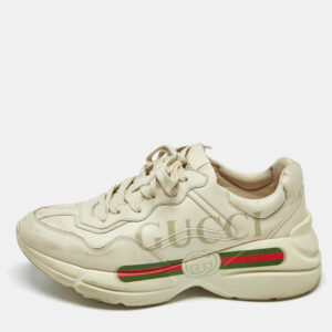 luxury-men-gucci-used-shoes-p1180712-001.jpg gucci off white leather vintage logo rhyton sneakers size 40.5