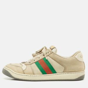 luxury-men-gucci-used-shoes-p1183781-010.jpg gucci cream gg canvas and nubuck leather screener low top sneakers size 39
