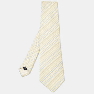 hermes cream striped cotton blend tie
