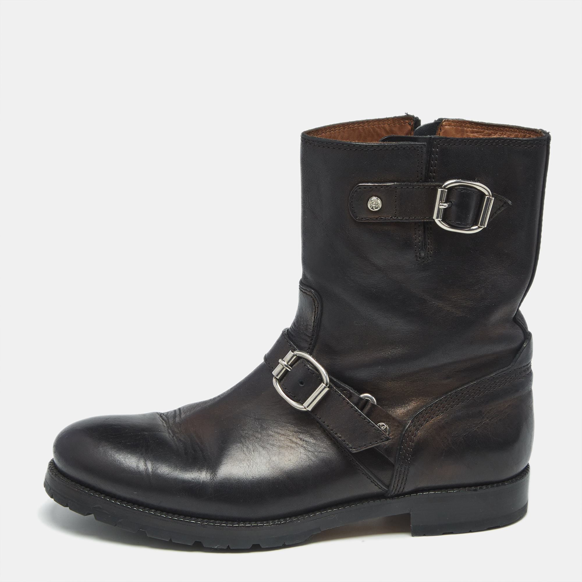 jimmy choo black leather ankle length boots size 43