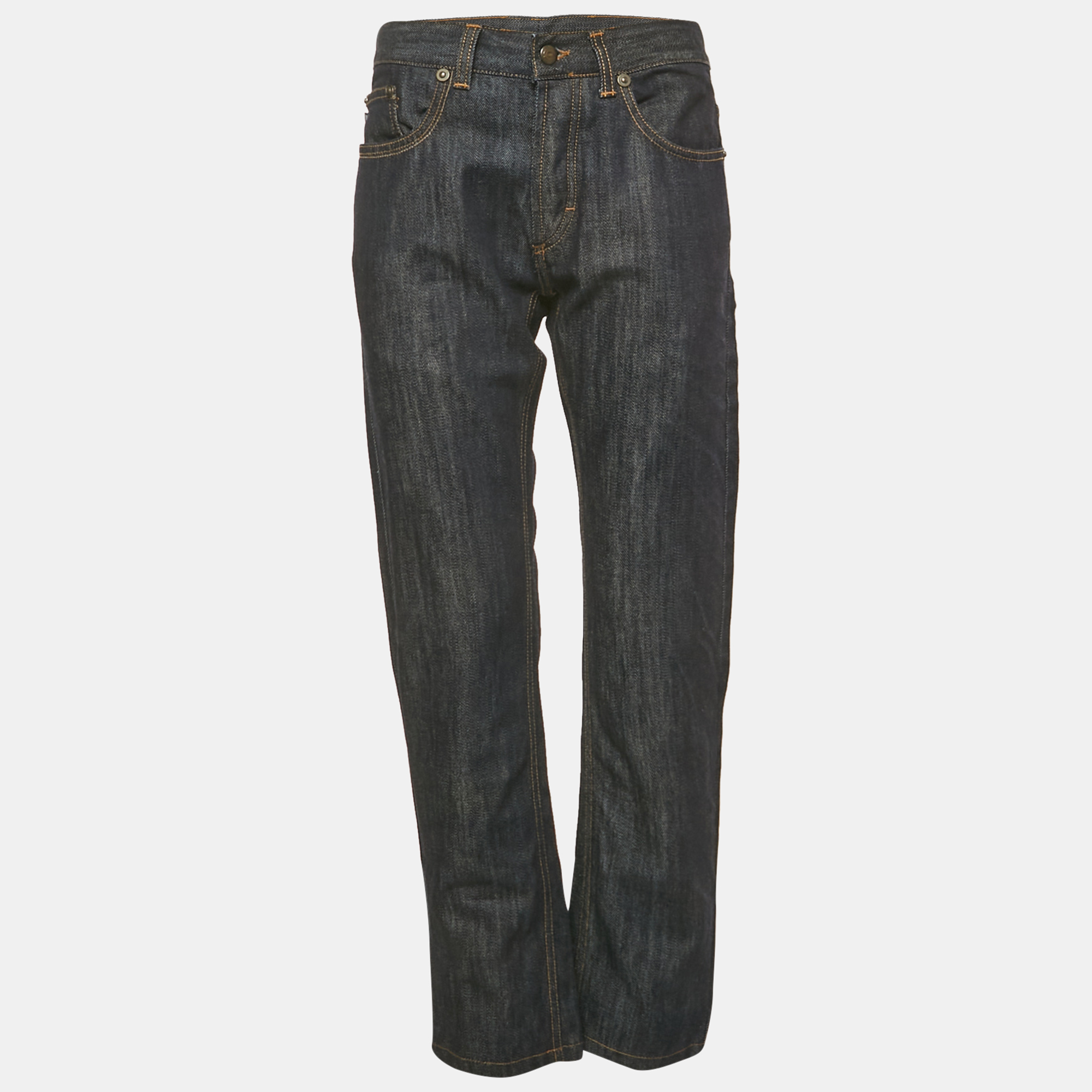 just cavalli dark blue logo embroidered denim jeans m waist 33"