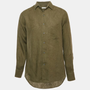 luxury-men-loro-piana-used-clothes-p1175811-002.jpg loro piana khaki green linen button front shirt m