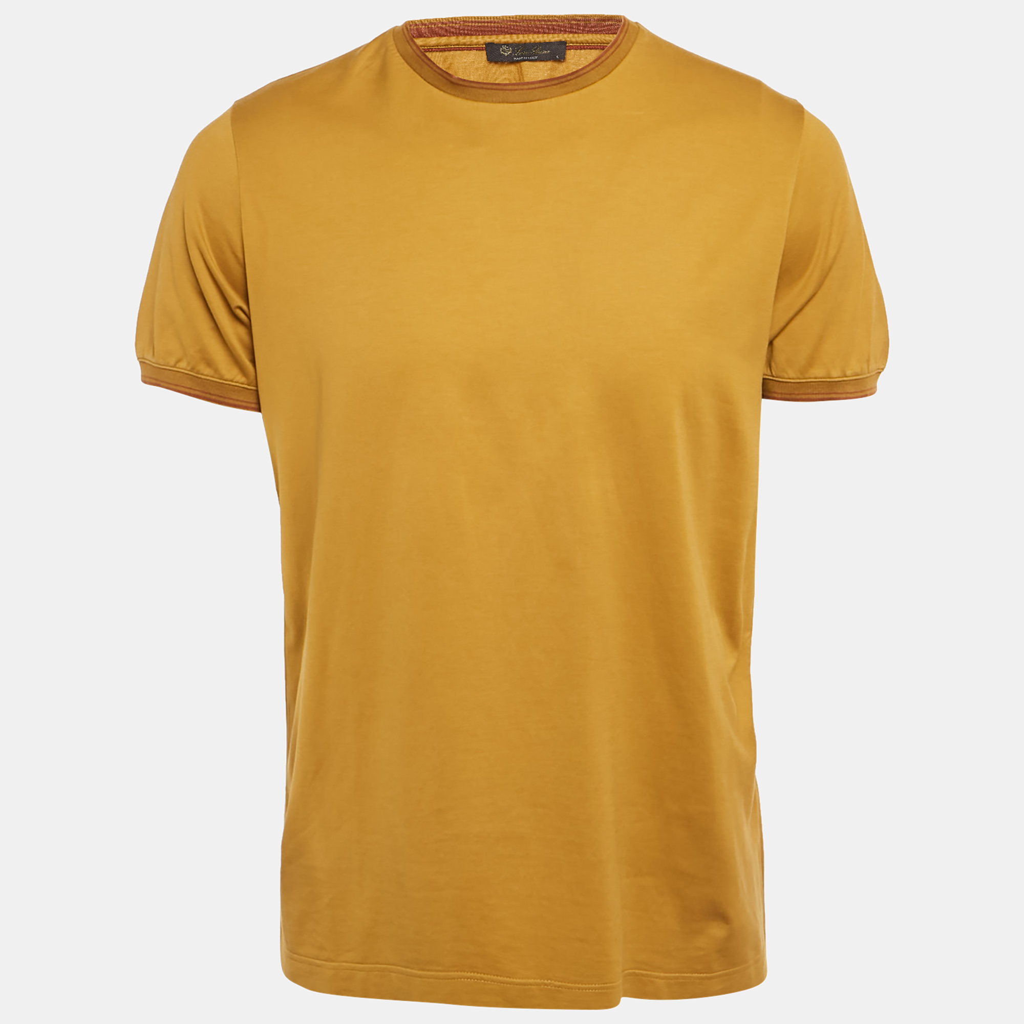loro piana mustard yellow cotton crew neck t-shirt l