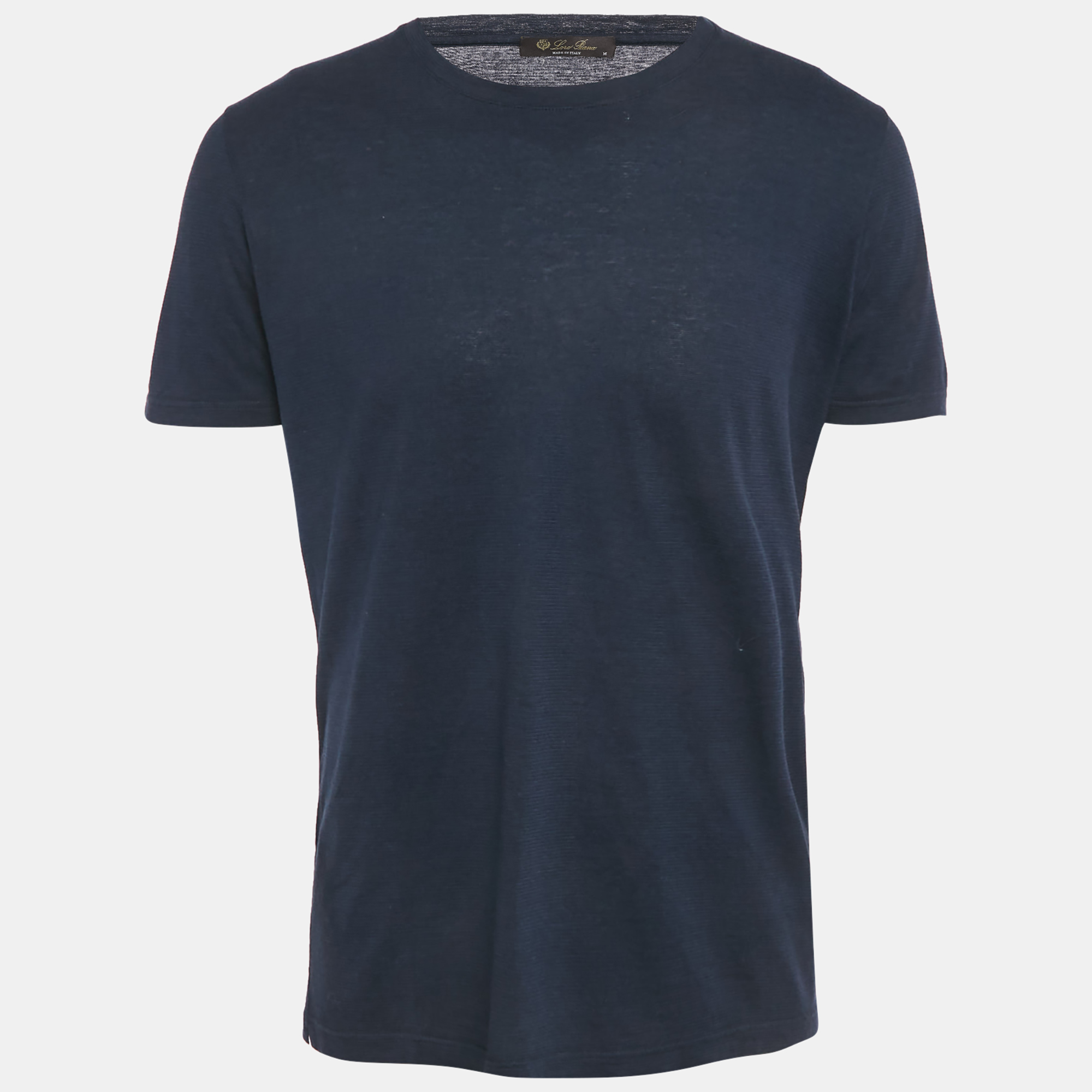 loro piana navy blue cotton round neck t-shirt m