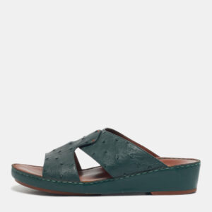 luxury-men-loro-piana-used-shoes-p1210254-001.jpg loro piana green ostrich leather slip on sandals size 42