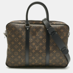 louis vuitton monogram macassar canvas porte documents voyage pm briefcase
