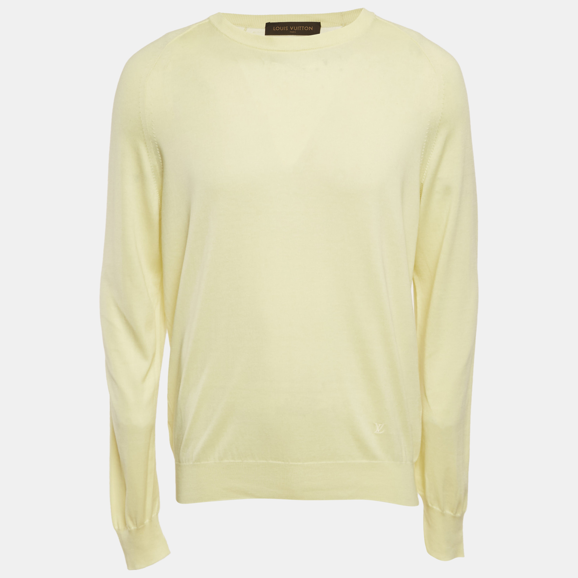 louis vuitton yellow cotton knit crewneck sweatshirt xl