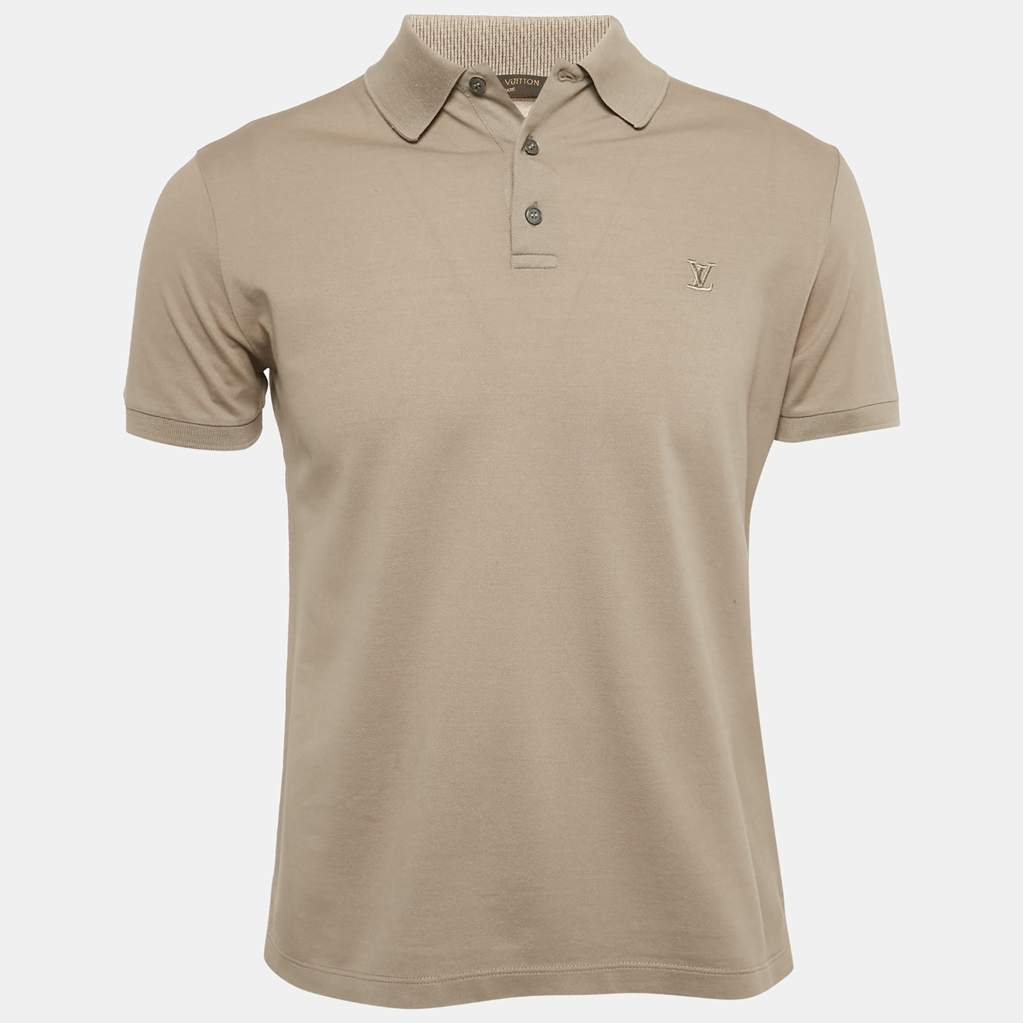 louis vuitton greenish grey cotton pique polo t-shirt s