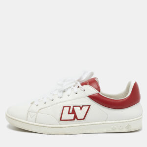 louis vuitton white leather luxembourg lace up sneakers size 42