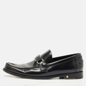 luxury-men-louis-vuitton-used-shoes-p1180706-010.jpg louis vuitton black leather major logo slip on loafers size 42