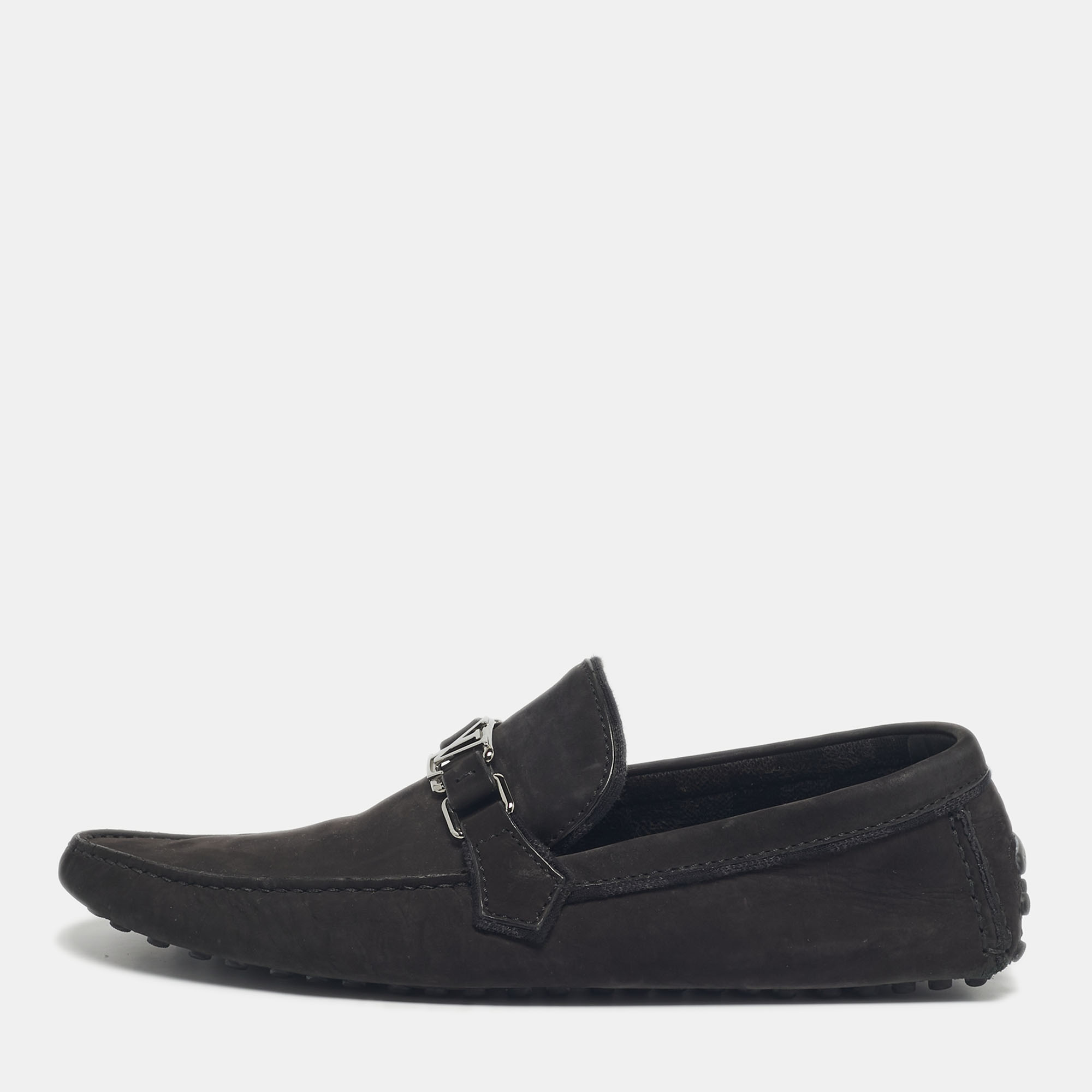 louis vuitton black nubuck leather monte carlo loafers size 44
