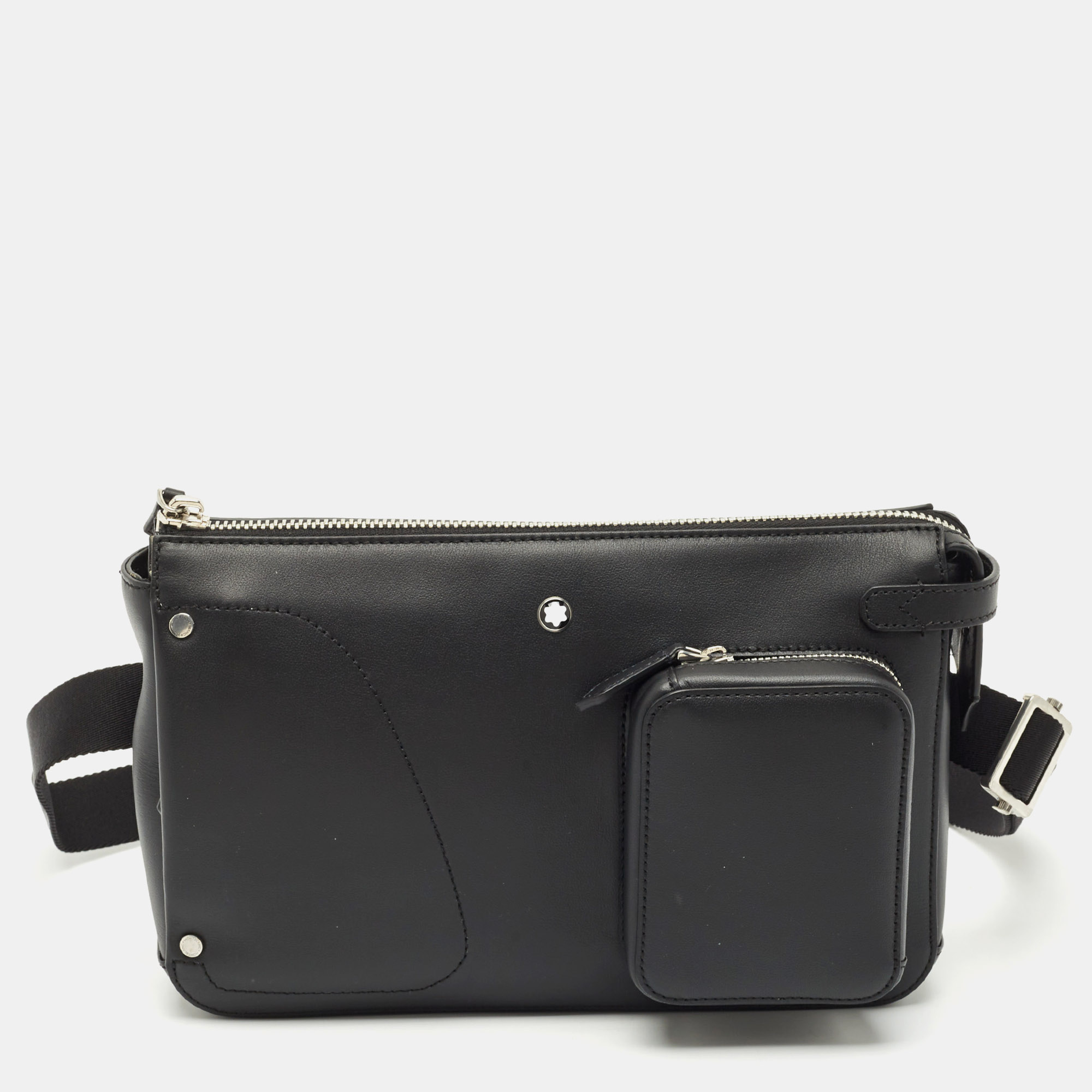 montblanc black leather meisterstuck selection soft belt bag