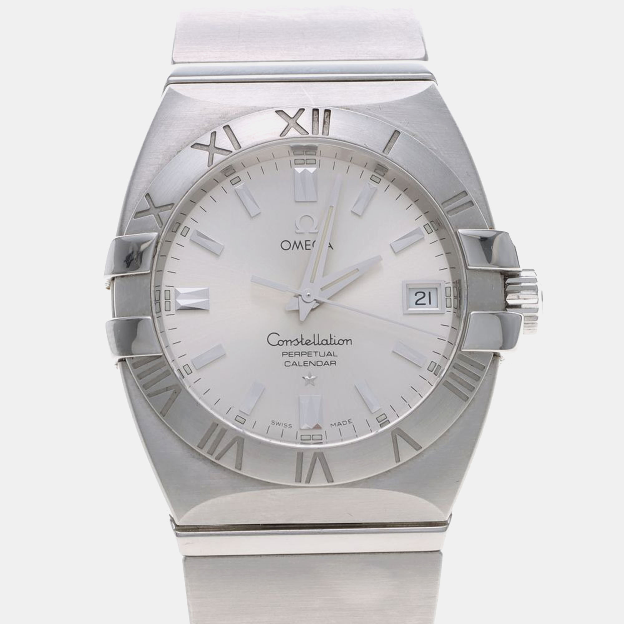 omega constellation double eagle 1501.30.00 quartz silver stainless steel men's wristwatch 36 mm