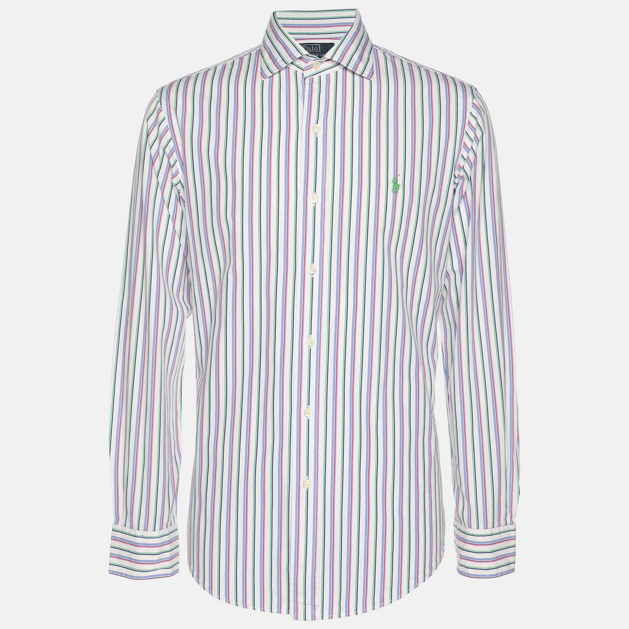 polo ralph lauren multicolor stripe cotton long sleeve shirt s